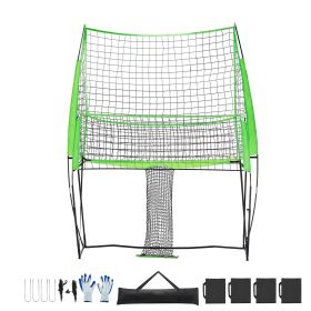 Volleyball Training Net System, Freely Height-Adjustable Practice Equipment with Ball Return, 8x11ft Portable Net Station