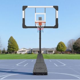 Portable Basketball Stand, 8.04 to 10 ft Height Adjustment Basketball Hoop & Goal, Basketballs Hoop Outdoor with 44 inch PC Backboard for Kids