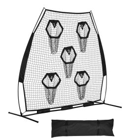 7 x 7 ft Football Trainer Throwing Net, Training Throwing Target Practice Net with 5 Target Pockets