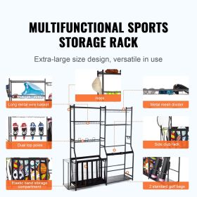 Golf Storage Garage Organizer, 2 Golf Bag Storage Stand Holder and Other Sports Equipment Storage Rack, Outdoor Steel Ball Cart