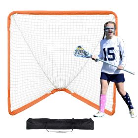 Lacrosse Goal, 4' x 4' Small Kids Lacrosse Net, Folding Portable Lacrosse Goal with Carry Bag, Iron Frame Backyard Training Equipment