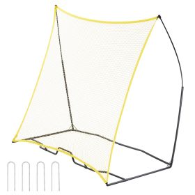 Soccer Rebounder, Portable Soccer Trainer, 7x7FT Iron & Polyester Soccer Practice Equipment, Sports Football Rebounder Wall with Portable Bag