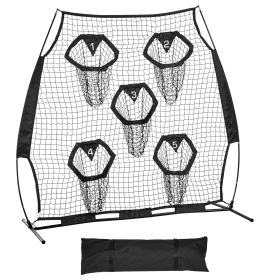 6 x 6 ft Football Trainer Throwing Net, Training Throwing Target Practice Net with 5 Target Pockets (Color: Black, Ball Net Size: 6 x 6 ft)