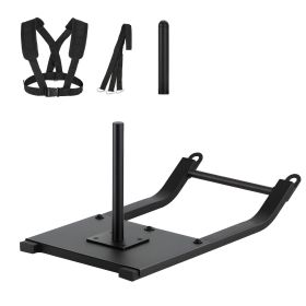Weight Sled, Steel Power Sled, Fitness Strength Training Sleds for Athletic Exercise Speed Improvement, Workout Fitness Equipment with Harness (Color: Black, Support Rod Size: 1&2 inches)